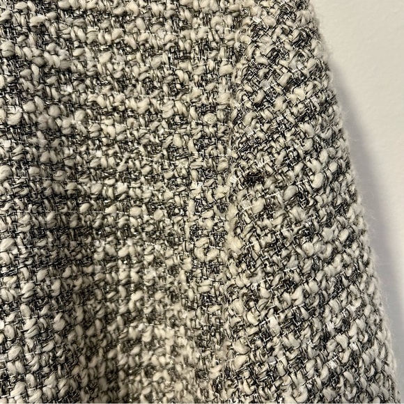 J. Crew Gray Cream Tweed Cropped Jacket Blazer w/ Pockets Fringe Trim - Picture 7 of 10